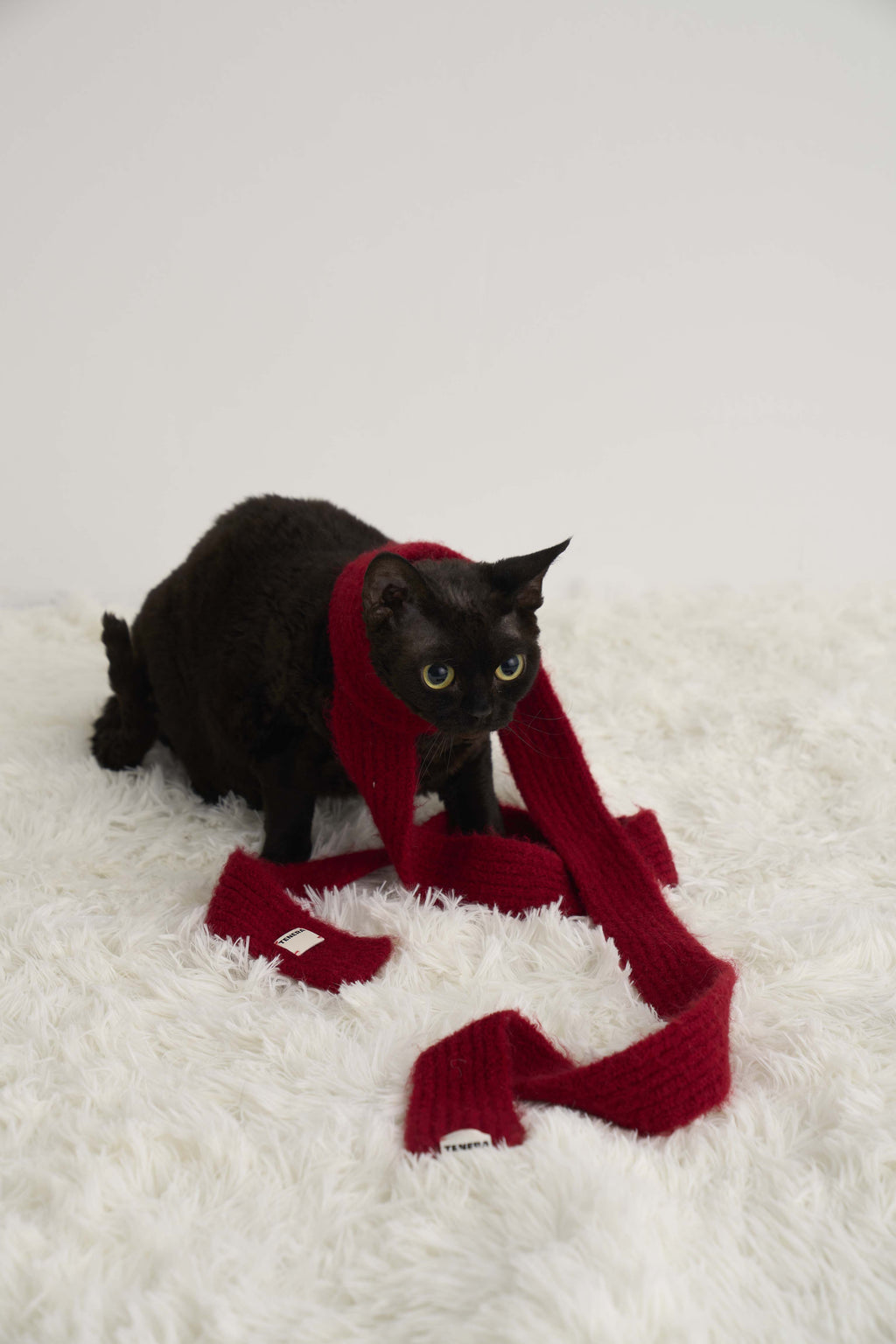 (レッド)フェイクファー スキニースカーフ-TENERA アクセサリーコレクション