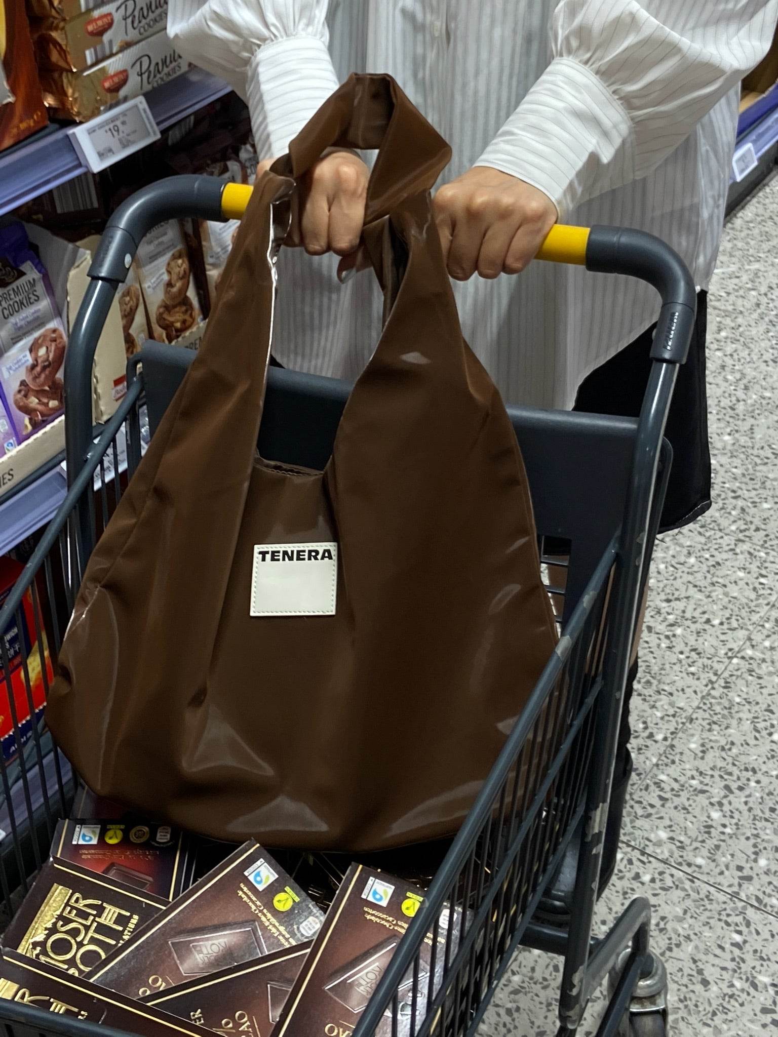 (Chocolate Velvet) Large Hobo Shoulder Bag -TENERA Velvet Collection - TENERA