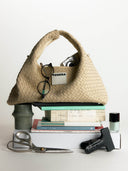 (Almond Beige)Small Hobo Bag-TENERA Handwoven Suede Collection - TENERA