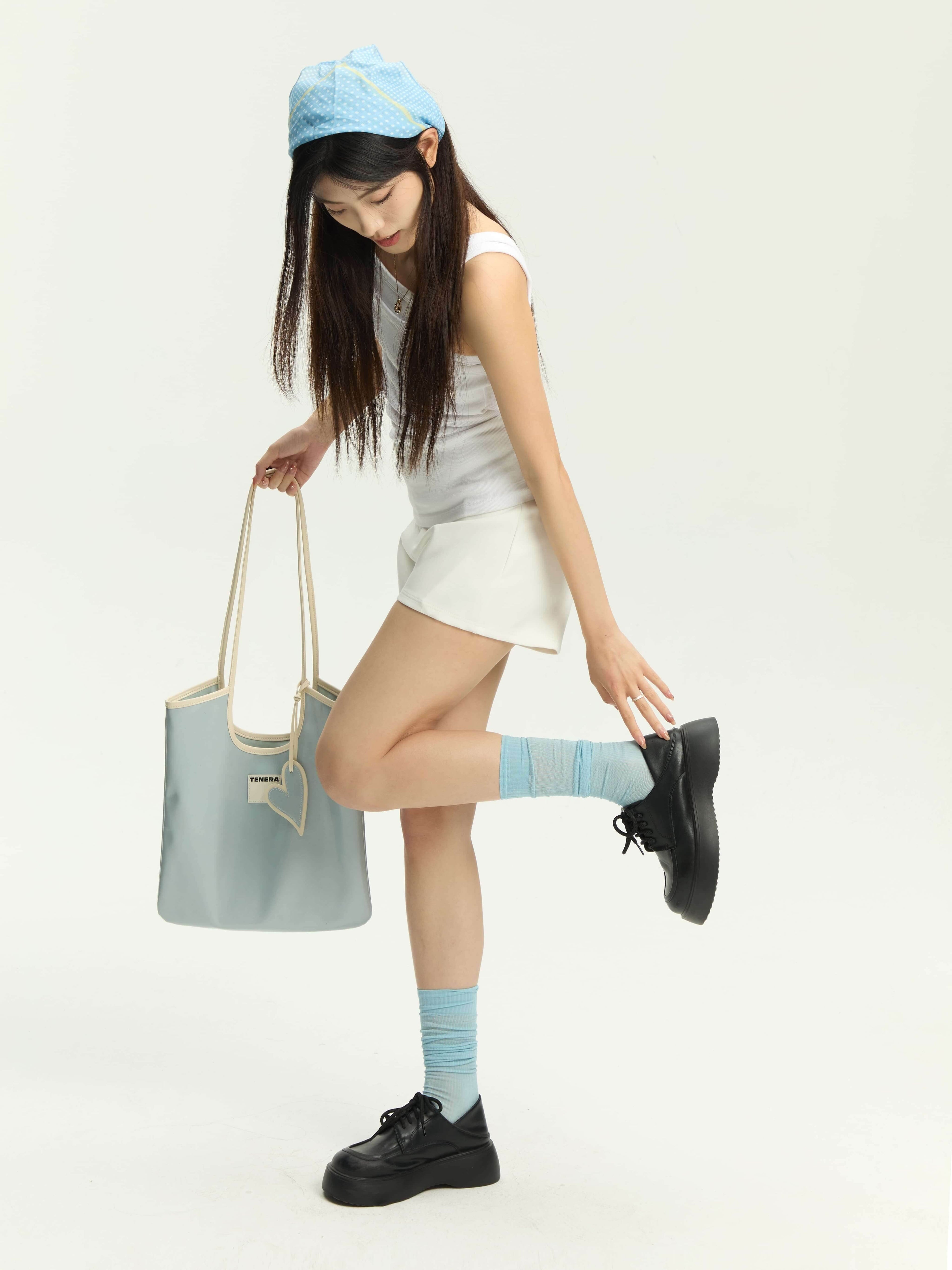 (Ice blue)Vintage Shoulder Tote-TENERA City Retro Collection - TENERA