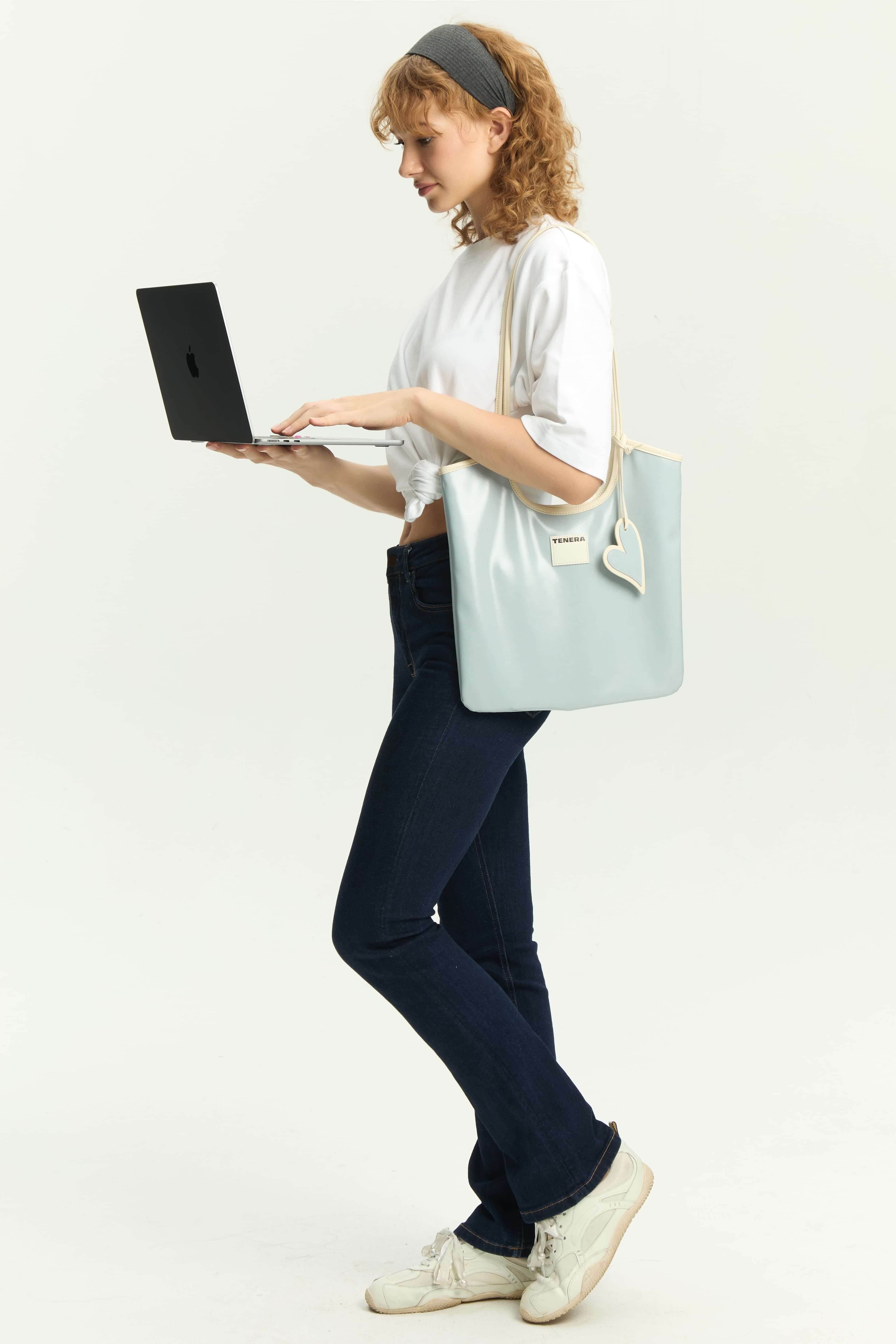 (Ice blue)Vintage Shoulder Tote-TENERA City Retro Collection - TENERA