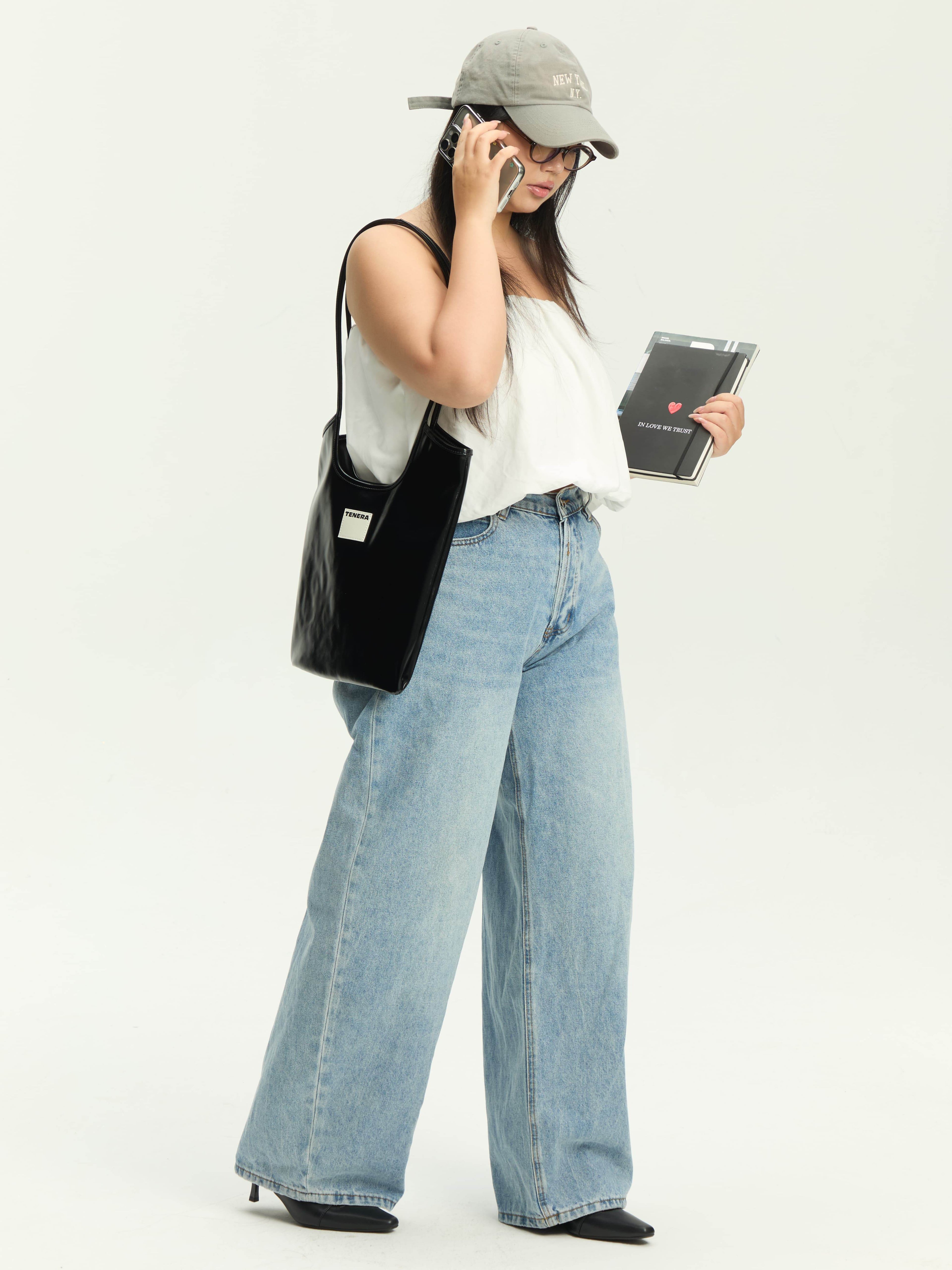 (Record Black)Vintage Shoulder Tote-TENERA City Retro Collection - TENERA