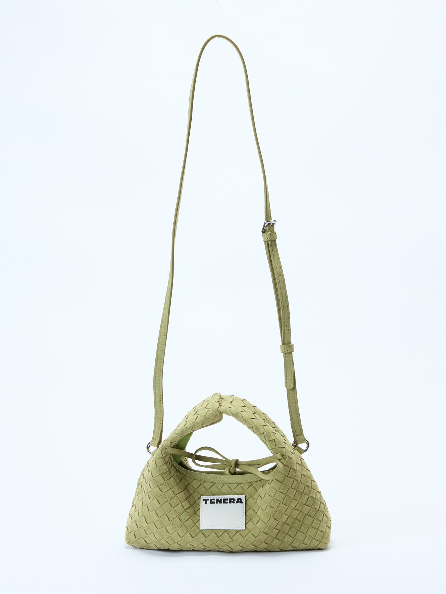 (オリーブグリーン)ミニホーボー クロスボディバッグ - TENERA 手織りスエードコレクション
