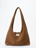 (Mocha Brown)Large Hobo Bag-TENERA Handwoven Suede Collection - TENERA