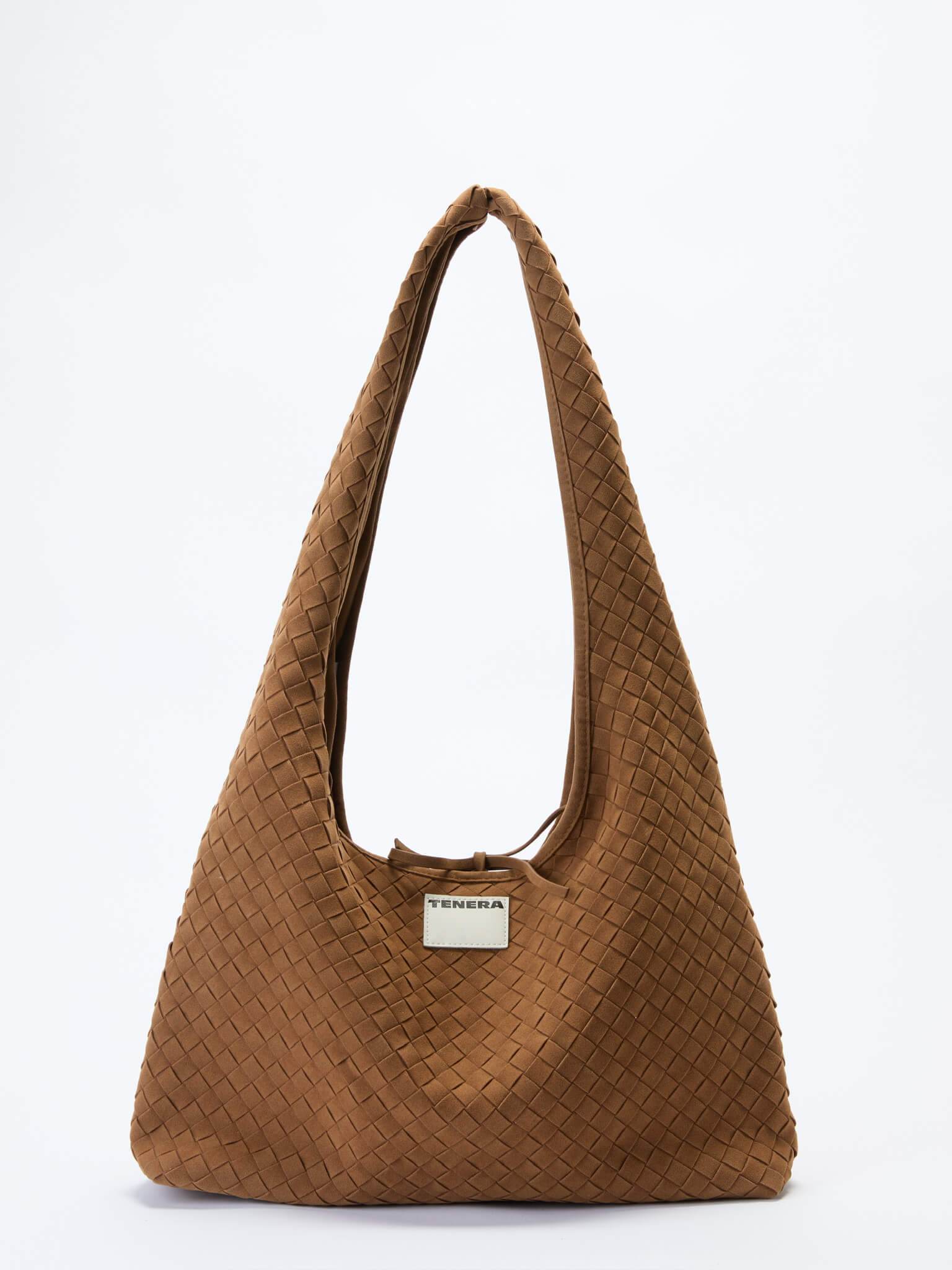 (Mocha Brown)Large Hobo Bag-TENERA Handwoven Suede Collection - TENERA