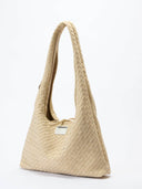 (Almond Beige)Large Hobo Bag-TENERA Handwoven Suede Collection - TENERA