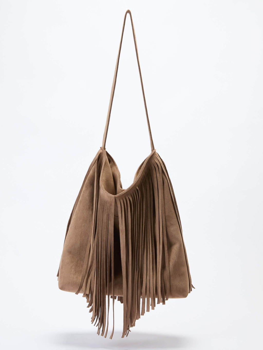 (Clay)Large Suede Fringe Beaded Bucket Bag-TENERA Boho Collection - TENERA