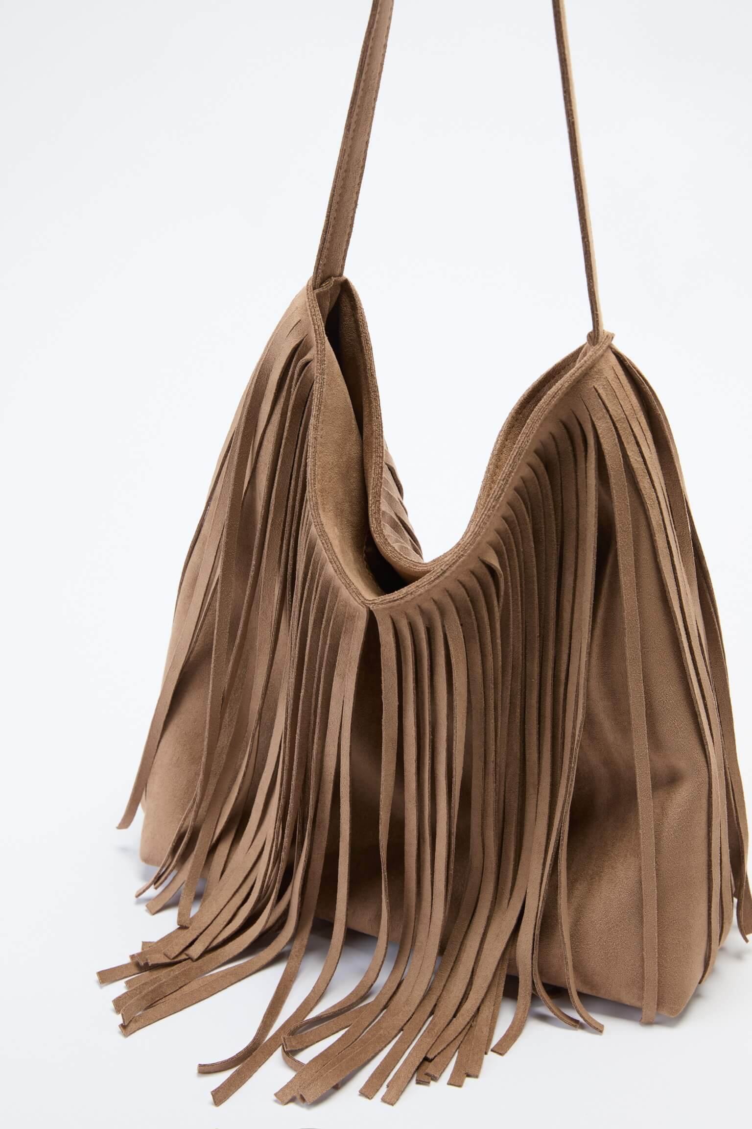 (Clay)Large Suede Fringe Beaded Bucket Bag-TENERA Boho Collection - TENERA