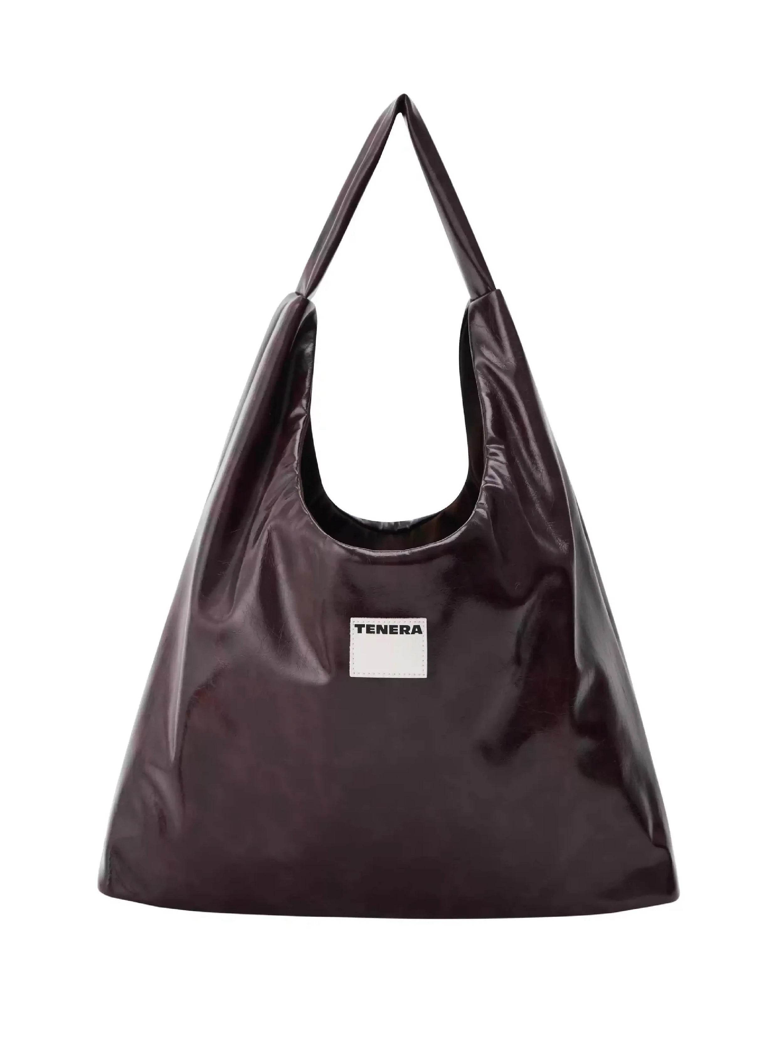 (oleaginous brown)Large Hobo Shoulder Bag-TENERA Velvet Collection - TENERA