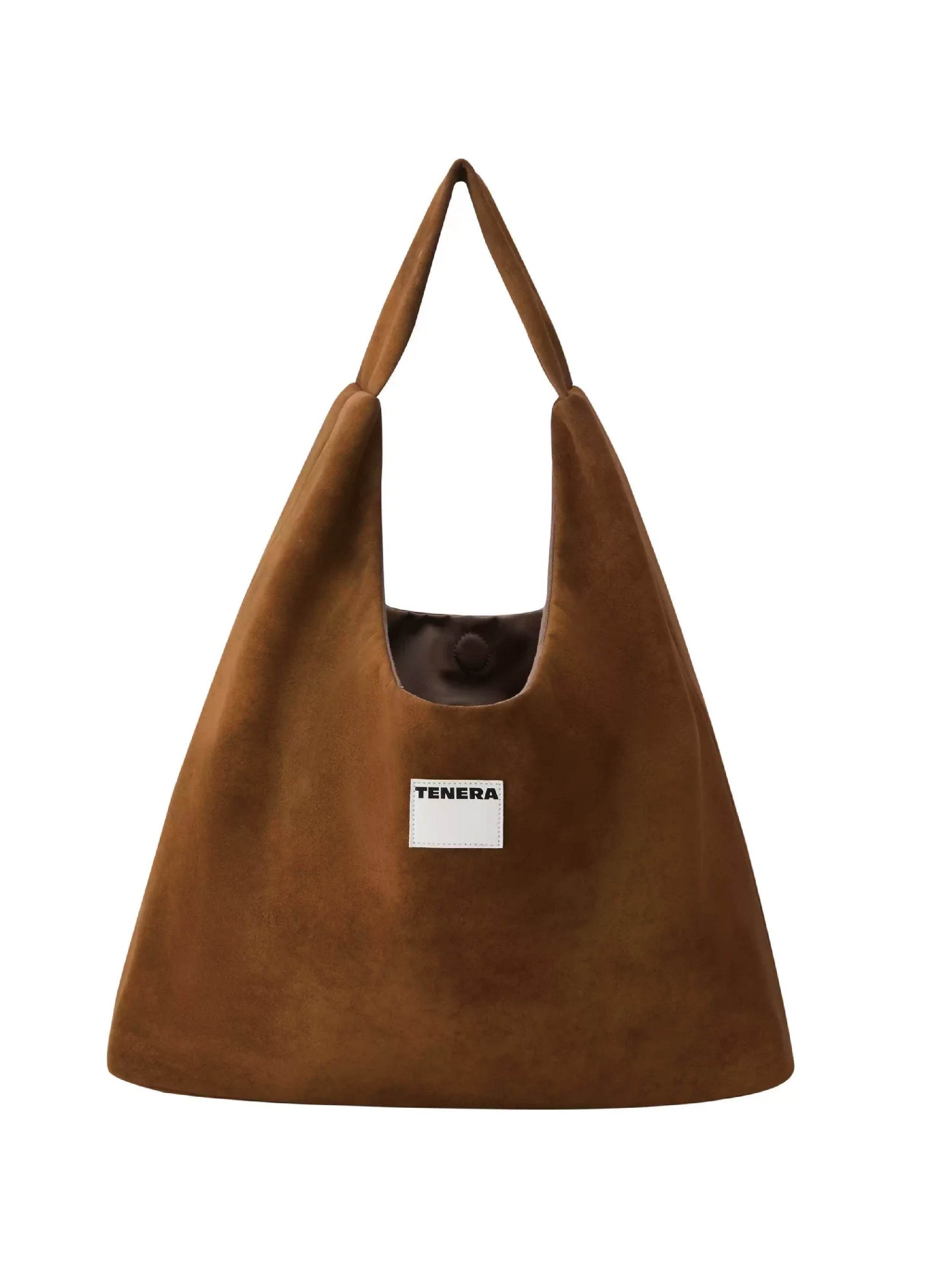 (Caramel)Large Hobo Shoulder Bag-TENERA Velvet Collection - TENERA