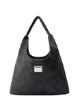 (Washed Black)Large Hobo Shoulder Bag-TENERA Velvet Collection - TENERA