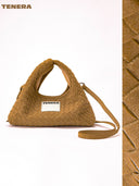 (Mocha Brown)Mini Hobo Crossbody Bag-TENERA Handwoven Suede Collection - TENERA