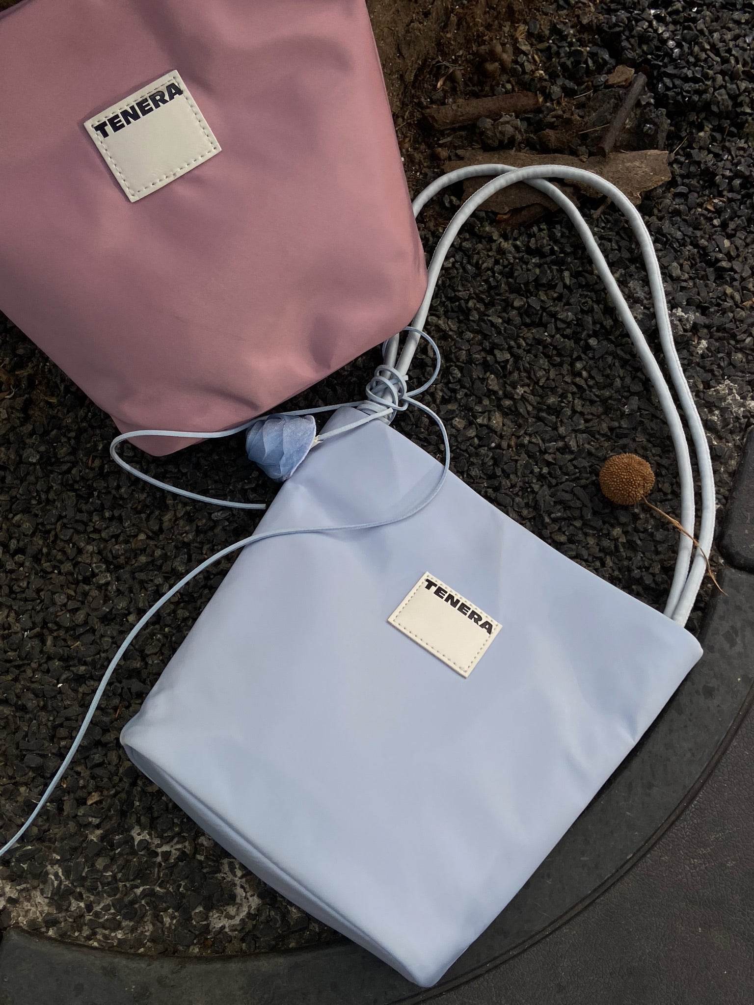 (Mist Blue)Nylon Bucket Rose Bag-TENERA Recycled Nylon - TENERA