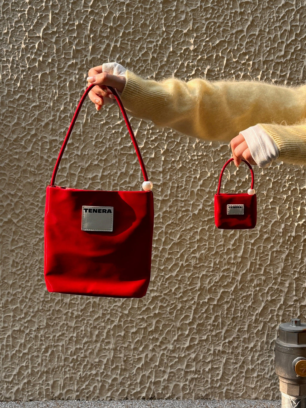 (ベルベットレッド)ベルベット ミニパール バッグチャーム-TENERA アクセサリーコレクション