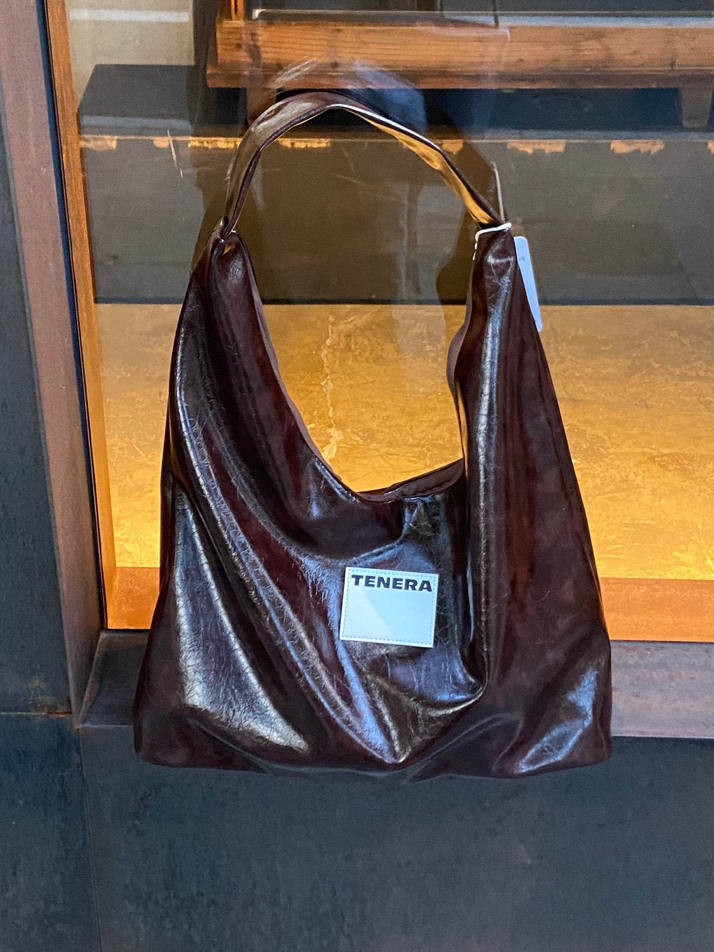 (oleaginous brown)Large Hobo Shoulder Bag-TENERA Velvet Collection - TENERA