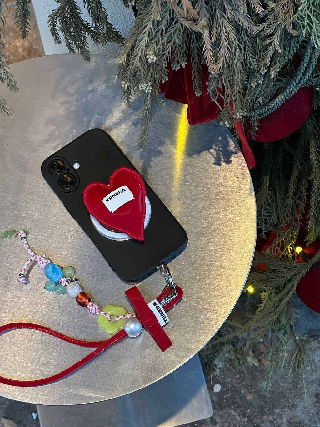 (ベルベットレッド)ベルベットハート スマートフォンホルダー-TENERA アクセサリーコレクション