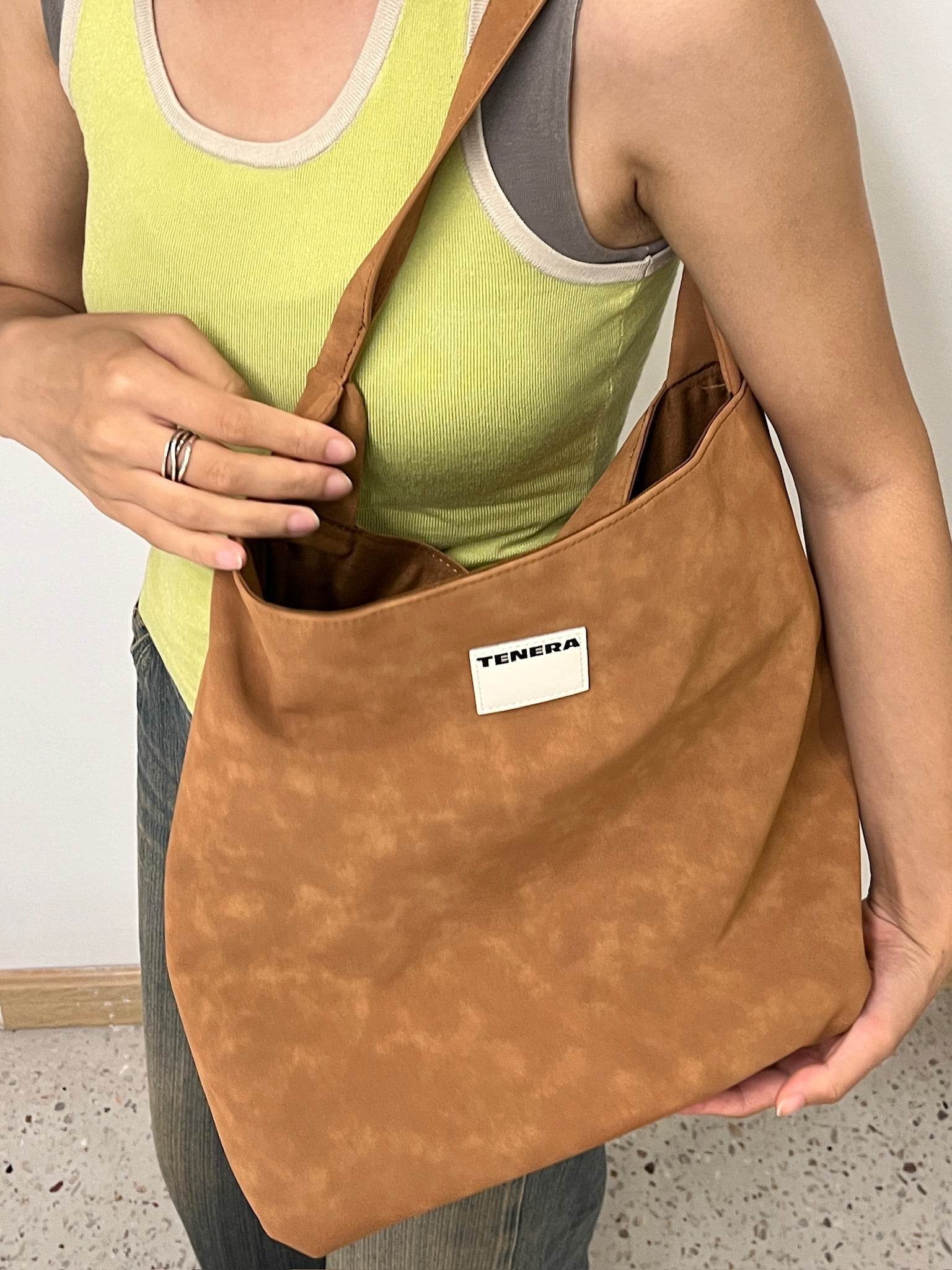 (Washed Brown)Bucket Tote Bag-TENERA Vintage Collection - TENERA