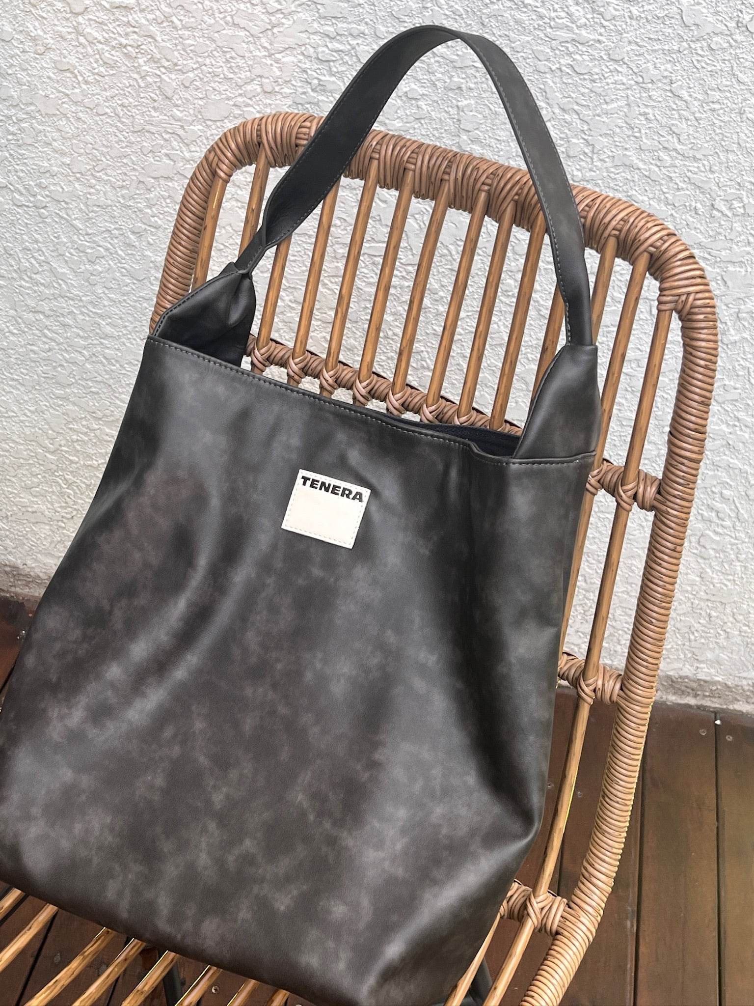 (Washed Black)Bucket Tote Bag-TENERA Vintage Collection - TENERA