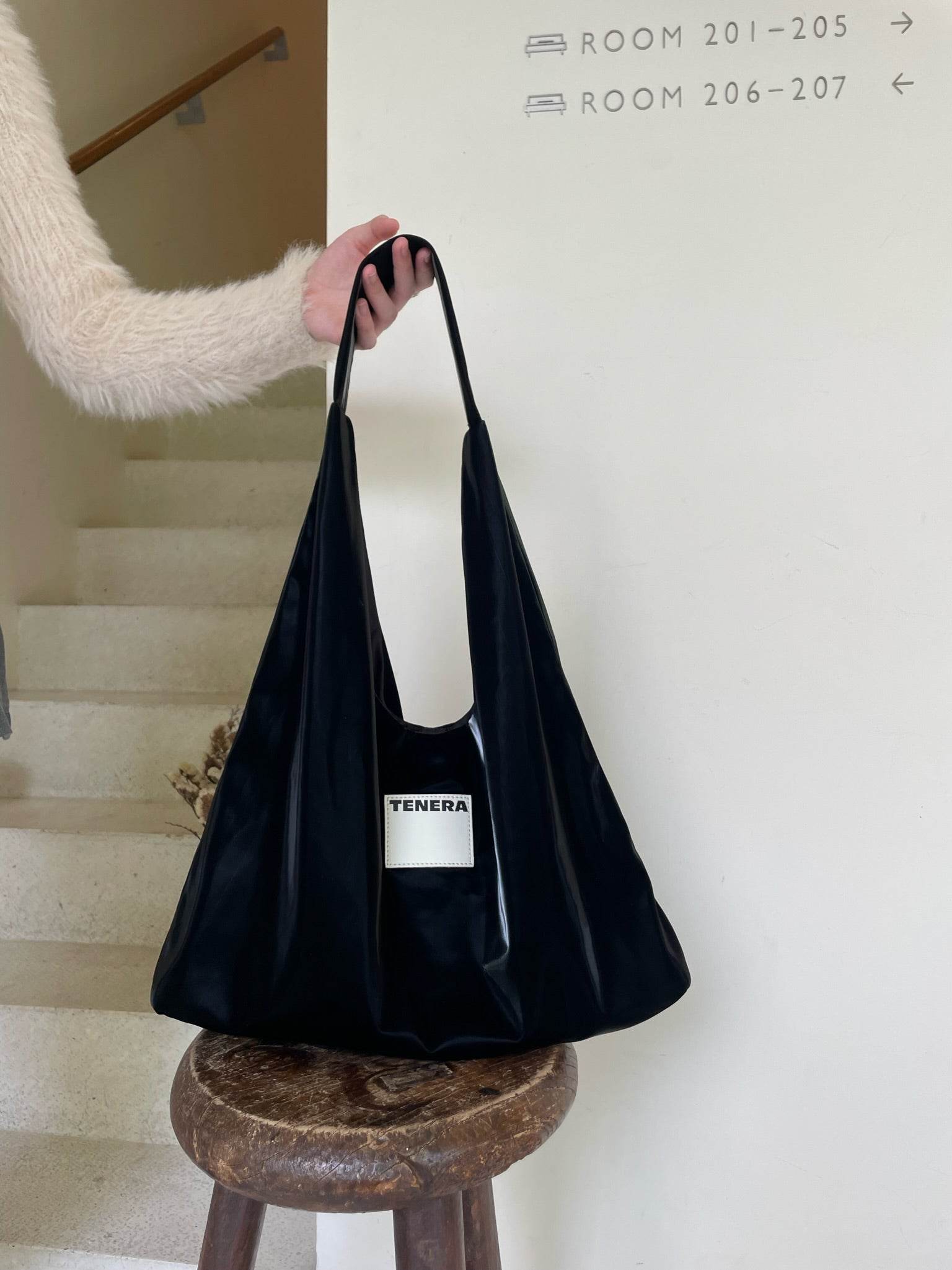 (Black Velvet) Large Hobo Shoulder Bag -TENERA Velvet Collection - TENERA