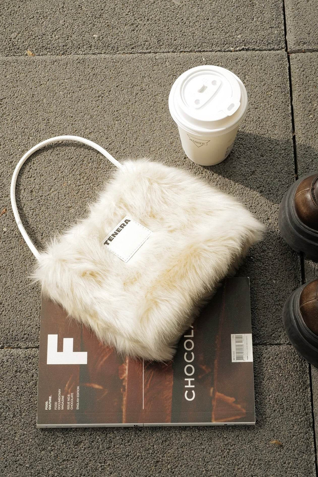 (Silver Fox)Pearl Bag-Faux Fur Collection - TENERA