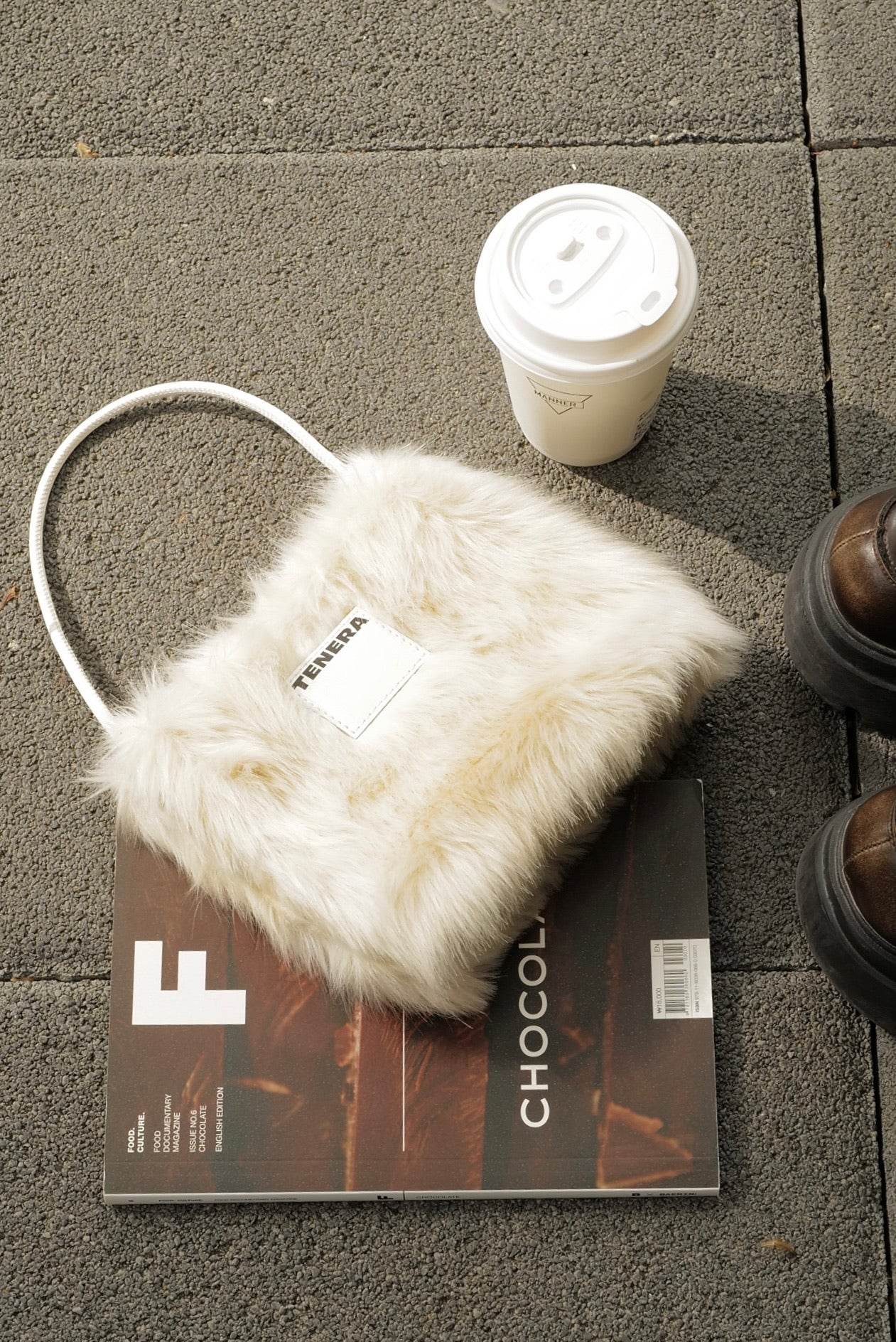(Silver Fox)Pearl Bag-Faux Fur Collection - TENERA