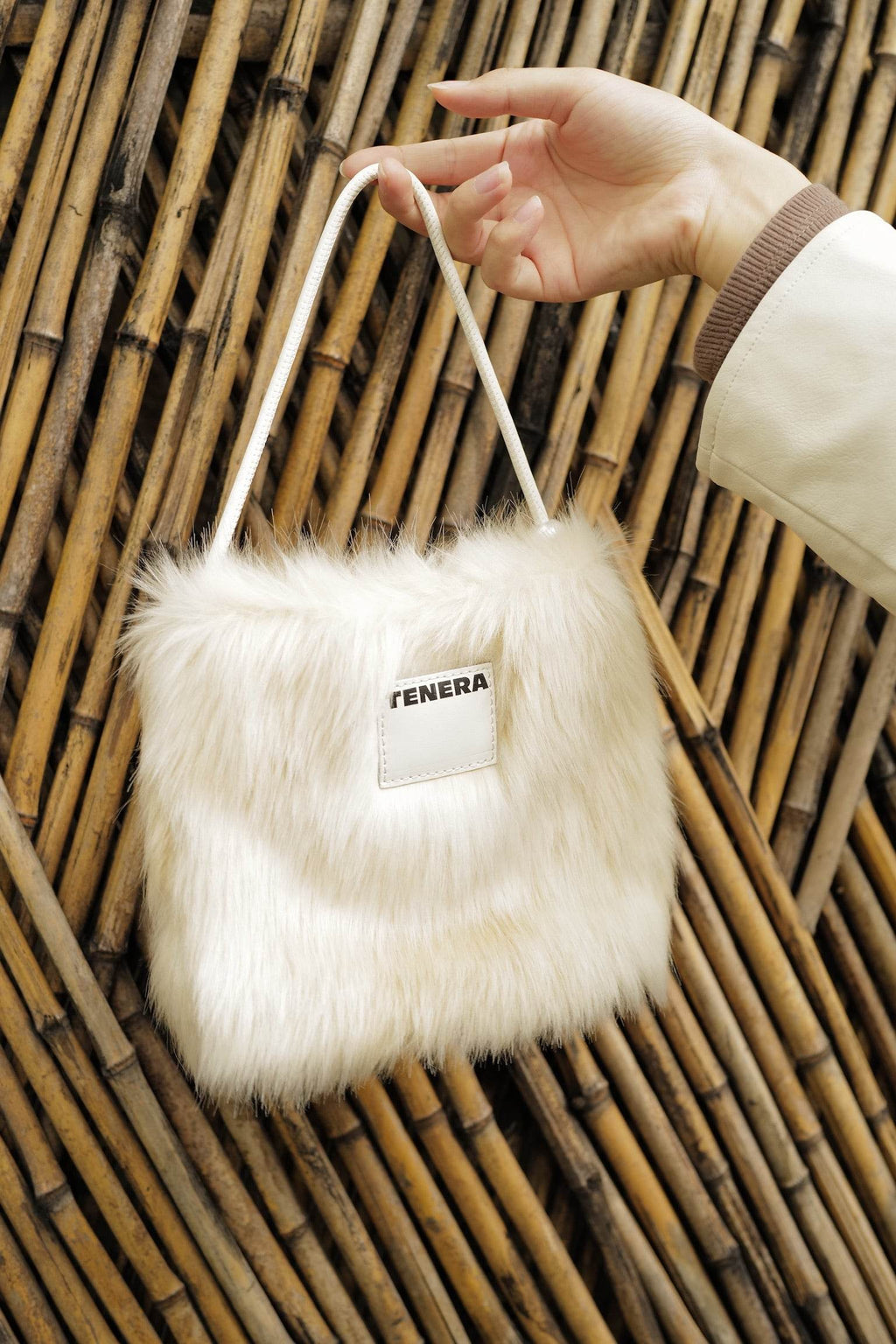 (Silver Fox)Pearl Bag-Faux Fur Collection - TENERA