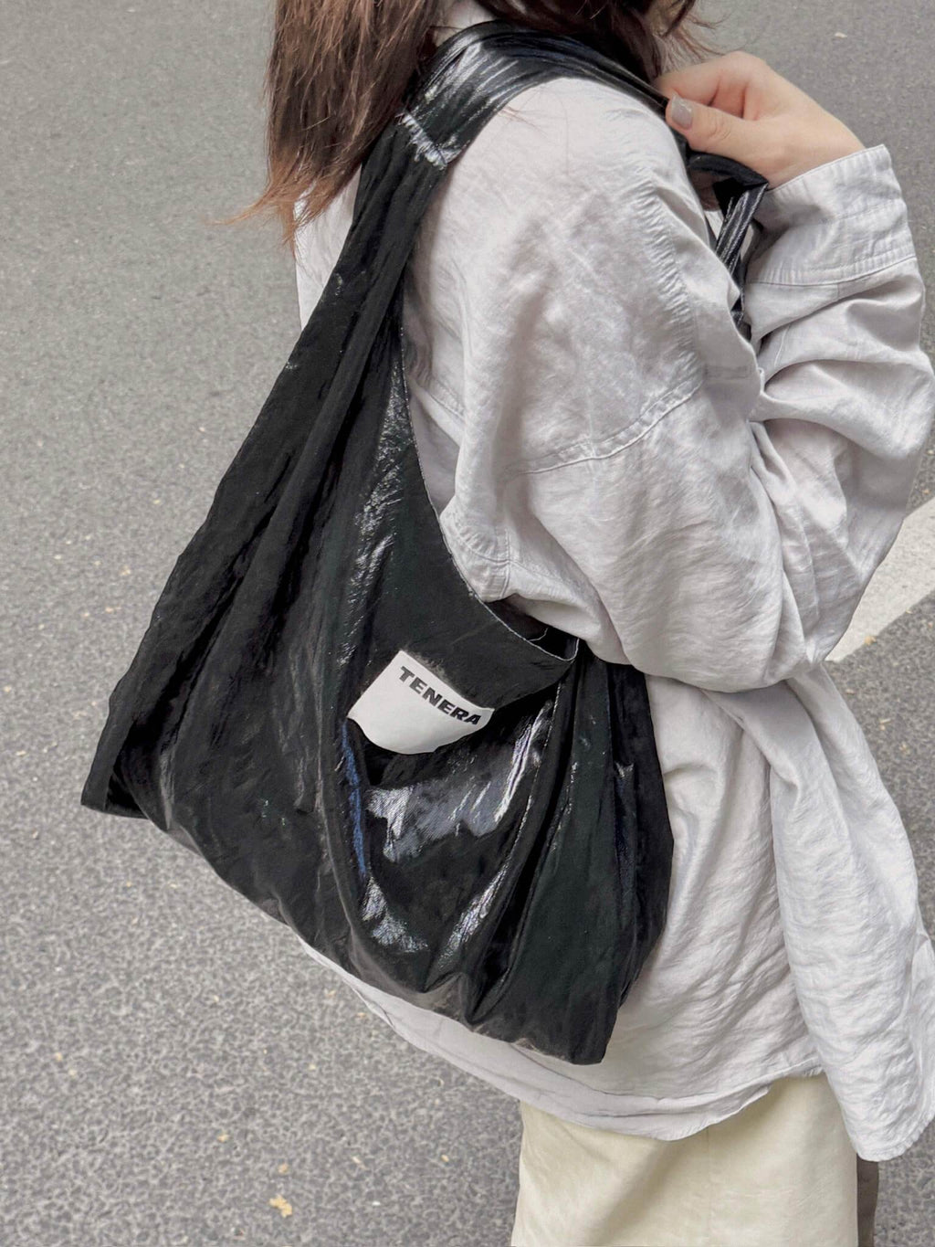 (Obsidian Black)Ballerina Linen Shoulder Bag-TENERA Ballerina Collection - TENERA