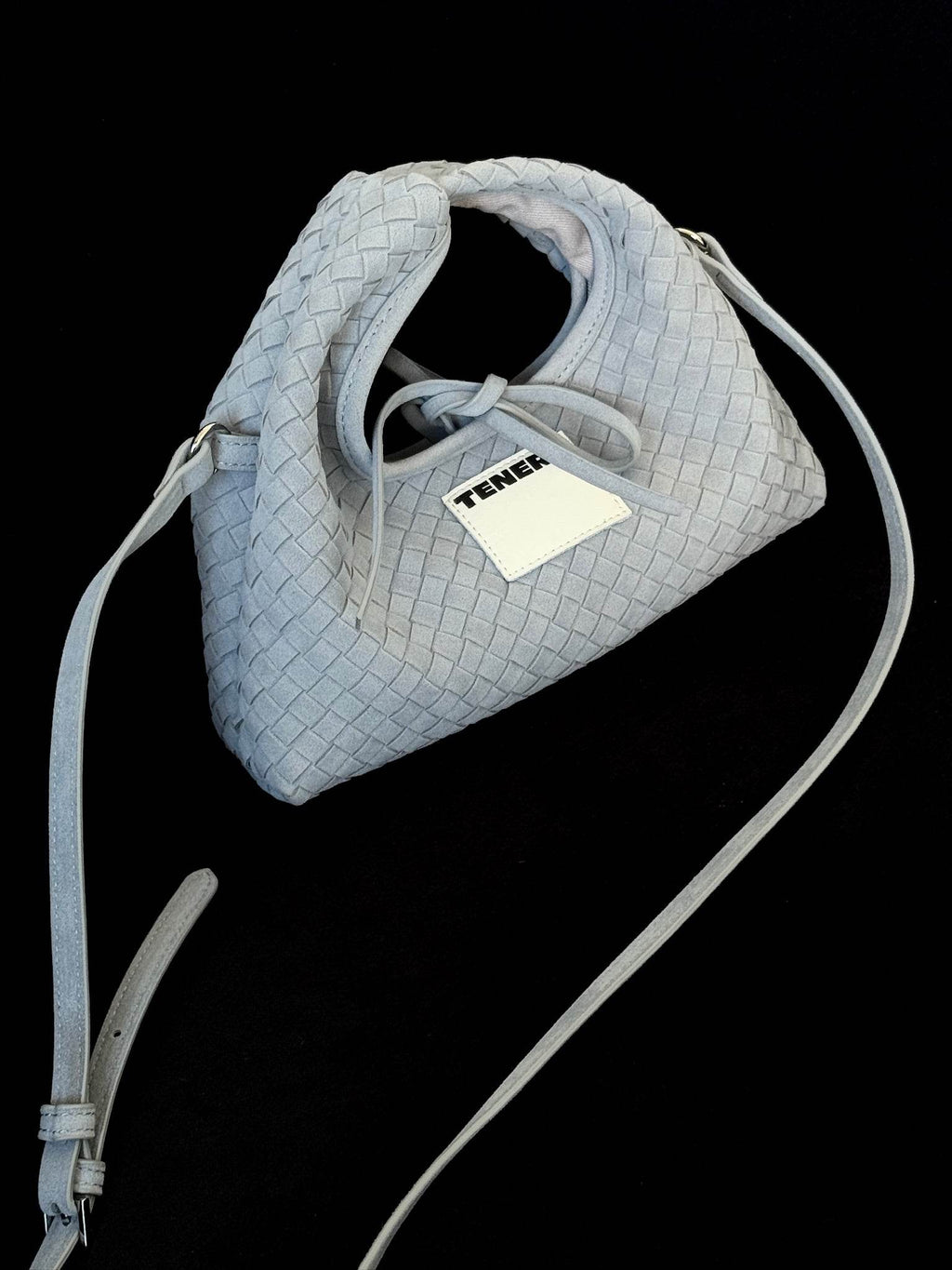 (Ash Blue)Mini Hobo Crossbody Bag-TENERA Handwoven Suede Collection - TENERA