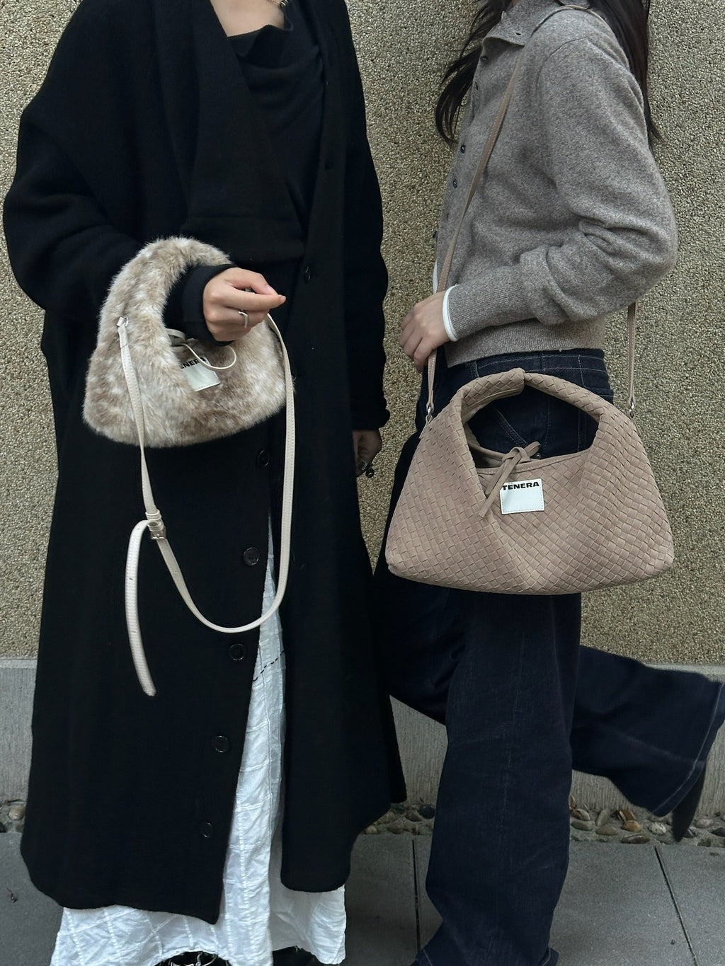 (エレファントグレー)スモールホーボーバッグ-TENERA 手織りスエードコレクション