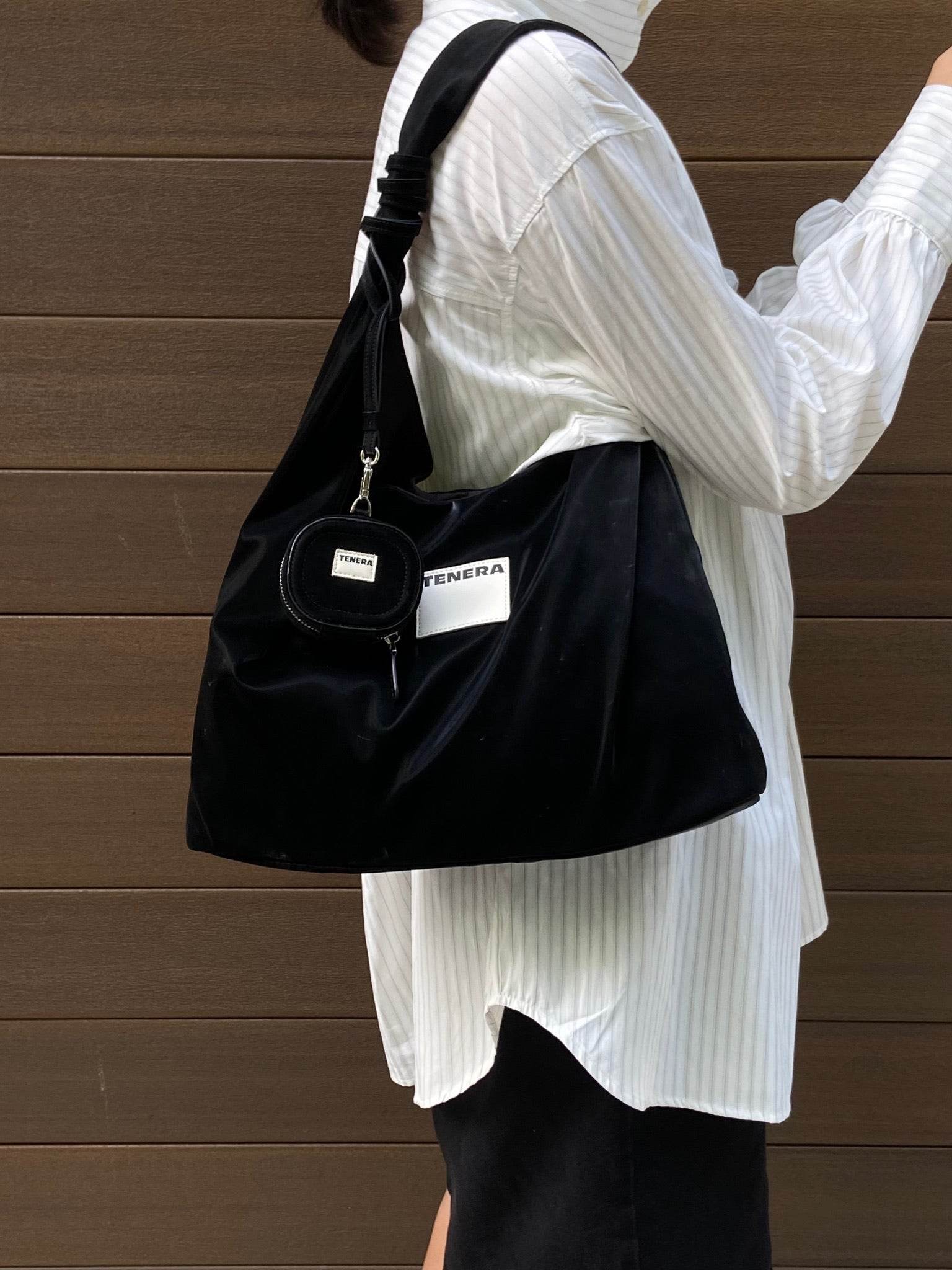 (Black Velvet) Large Hobo Shoulder Bag -TENERA Velvet Collection - TENERA