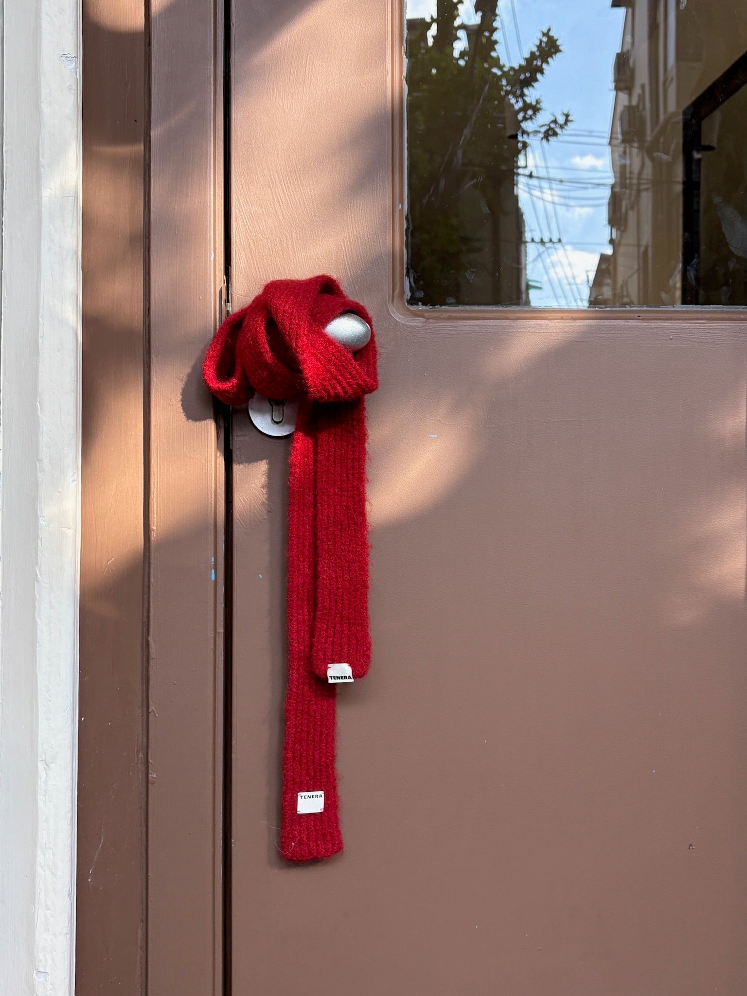 (レッド)フェイクファー スキニースカーフ-TENERA アクセサリーコレクション