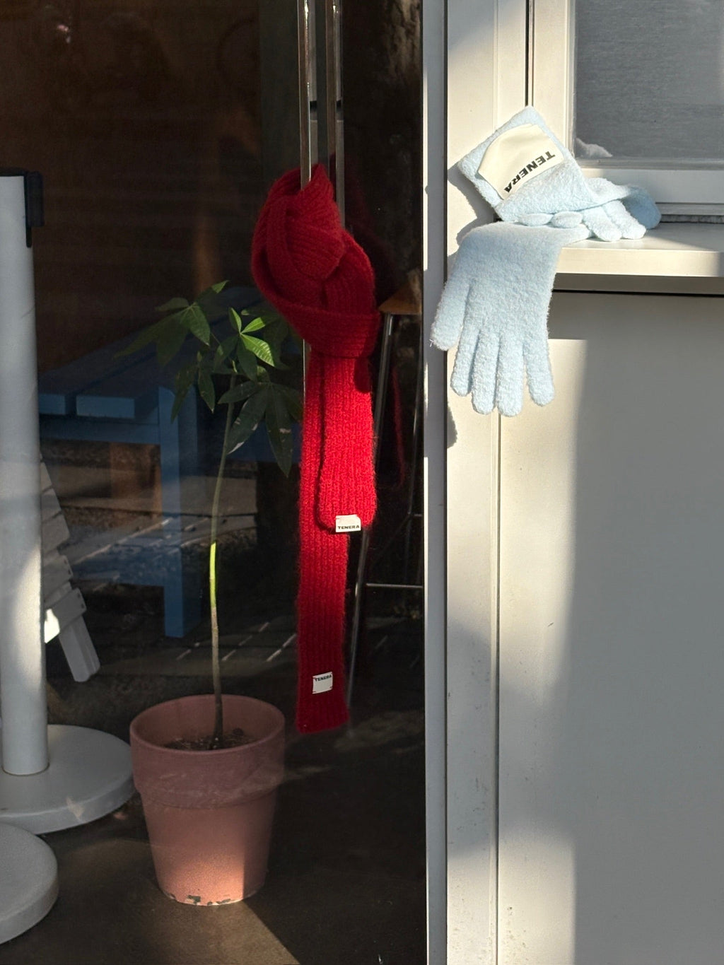 (レッド)フェイクファー スキニースカーフ-TENERA アクセサリーコレクション