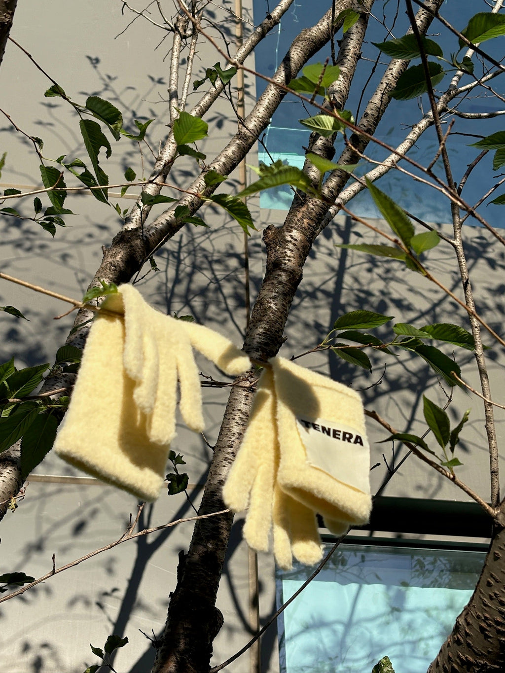 (クリーミーイエロー)フェイクファーグローブ-TENERAアクセサリーコレクション