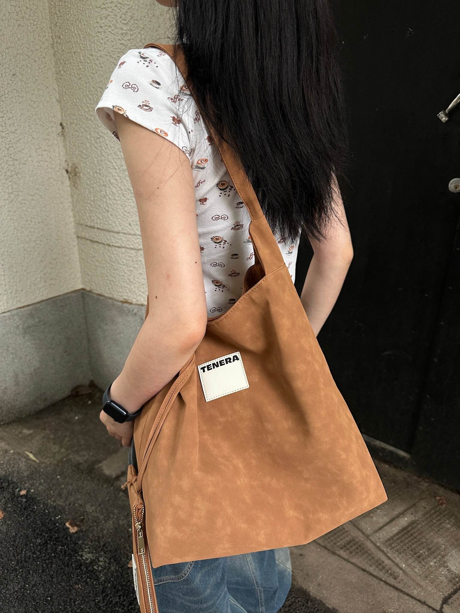 (Washed Brown)Bucket Tote Bag-TENERA Vintage Collection - TENERA