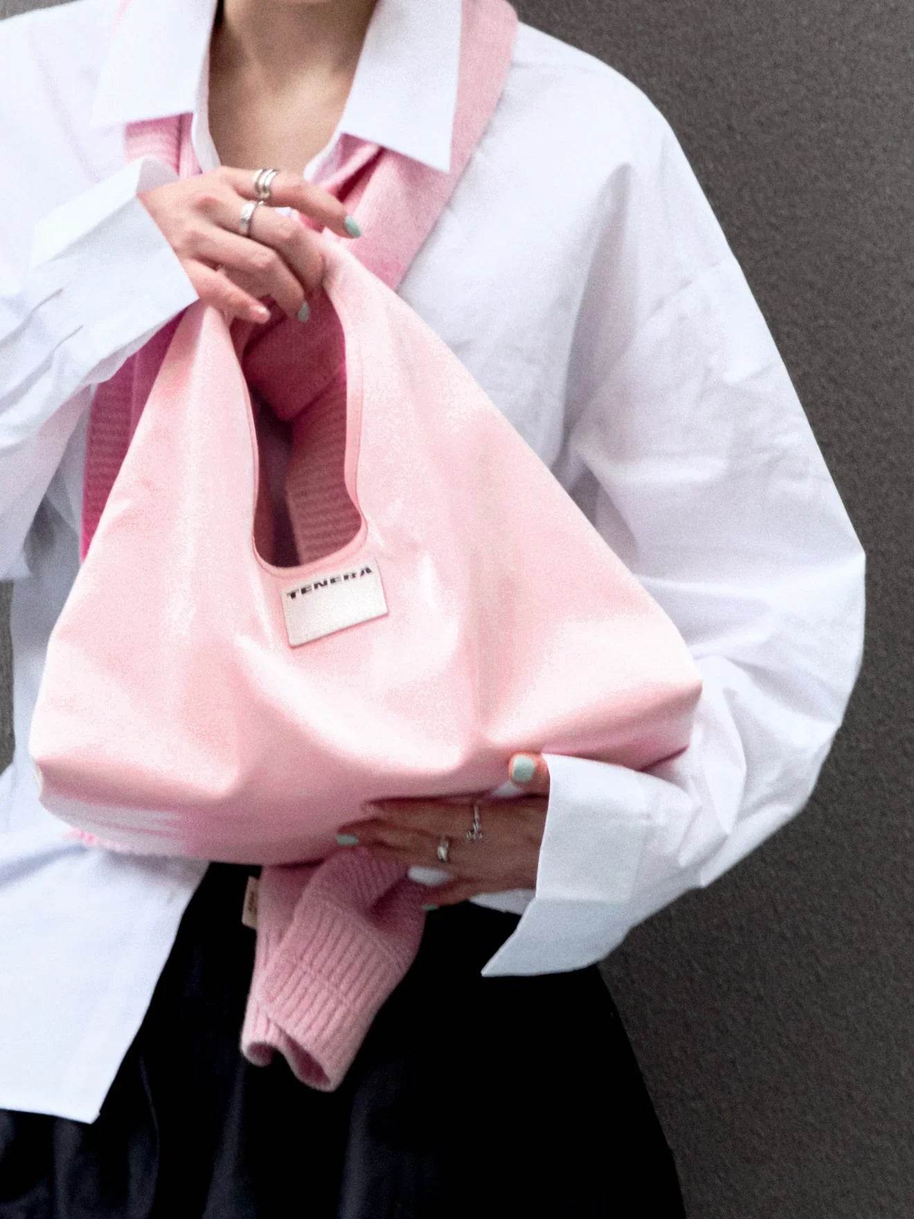 (Petal Pink)Classic Hobo Bag - TENERA Velvet Collection - TENERA