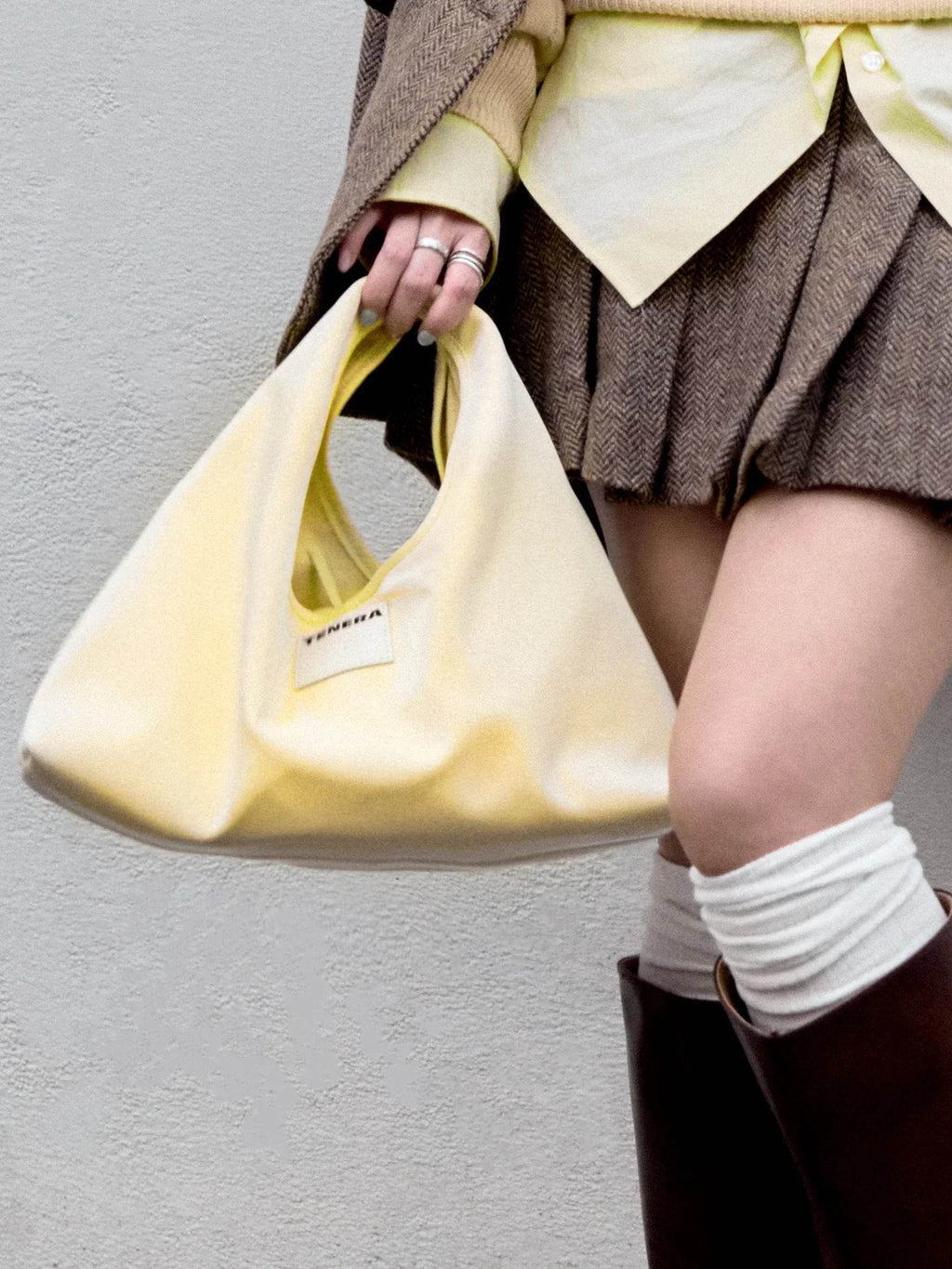 (Milkyellow)Classic Hobo Bag - TENERA Velvet Collection - TENERA