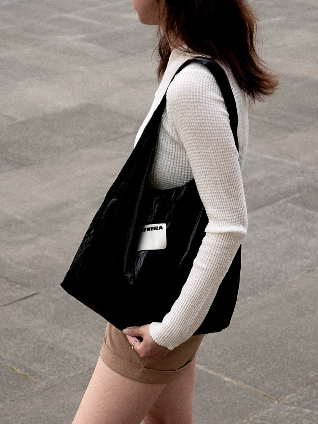 (Obsidian Black)Ballerina Linen Shoulder Bag-TENERA Ballerina Collection - TENERA