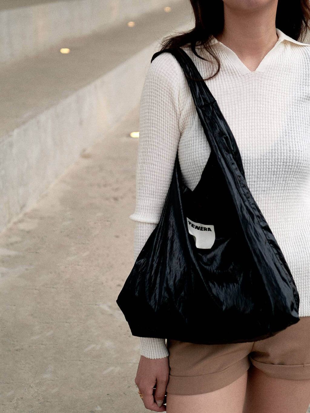 (Obsidian Black)Ballerina Linen Shoulder Bag-TENERA Ballerina Collection - TENERA