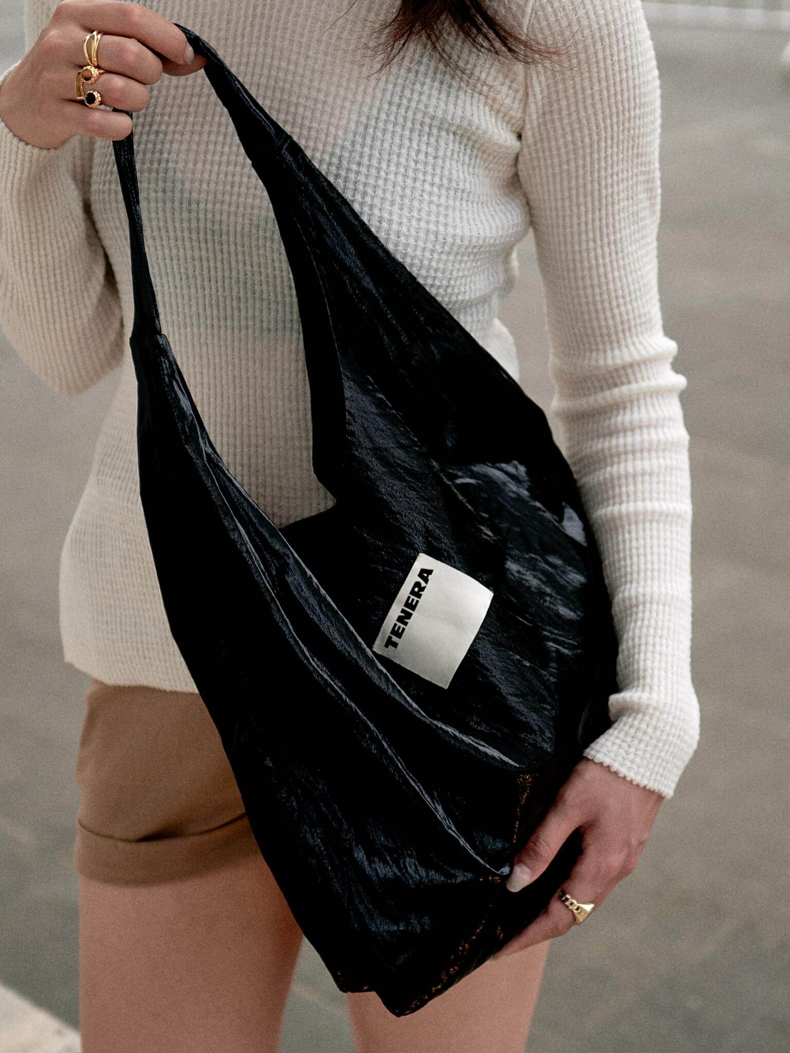 (Obsidian Black)Ballerina Linen Shoulder Bag-TENERA Ballerina Collection - TENERA