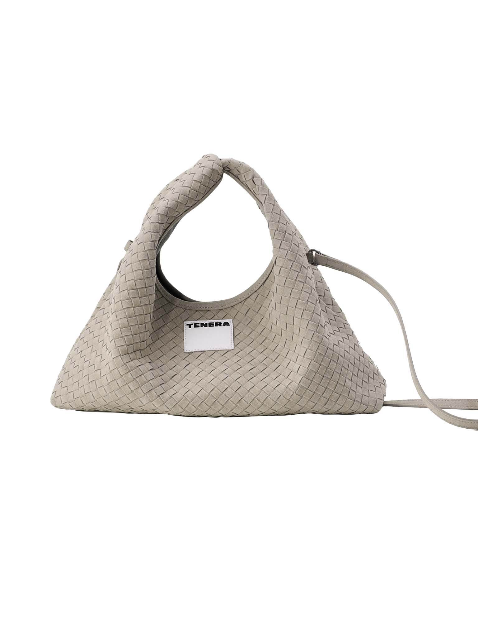 (Elephant Grey)Small Hobo Bag-TENERA Handwoven Suede Collection - TENERA
