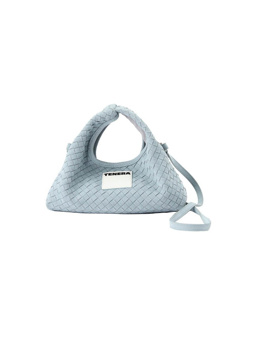 (Ash Blue)Mini Hobo Crossbody Bag-TENERA Handwoven Suede Collection - TENERA