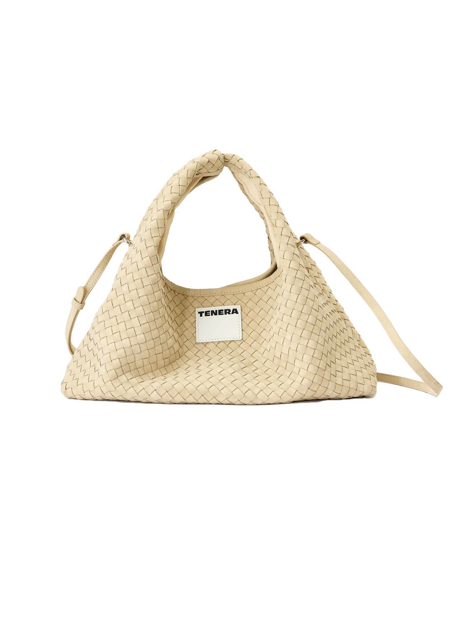 (Almond Beige)Small Hobo Bag-TENERA Handwoven Suede Collection - TENERA
