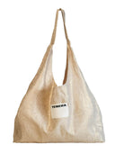 (Gold Shimmer Linen)Ballerina Linen Shoulder Bag-TENERA Ballerina Collection - TENERA